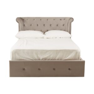 Addison Steel Velvet Double Ottoman Bed