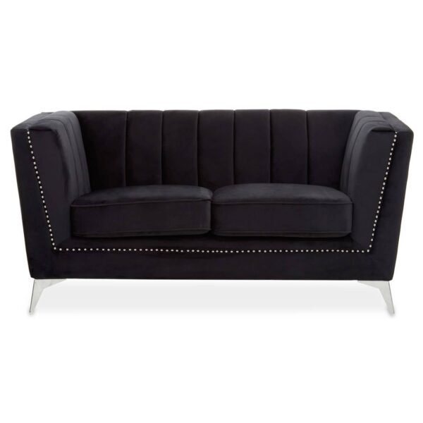 Lenser Two Seat Black Velvet Sofa