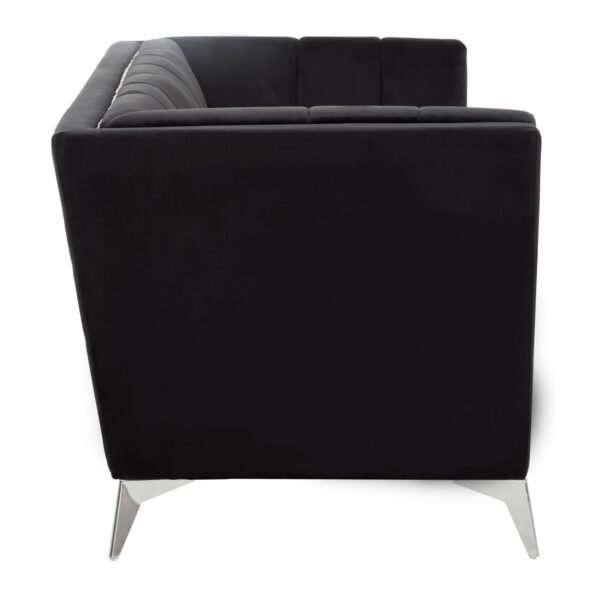 Lenser Two Seat Black Velvet Sofa - Image 3