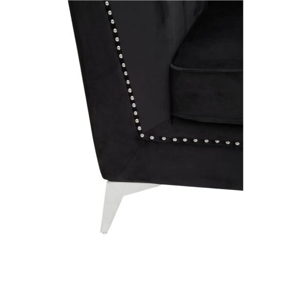 Lenser Two Seat Black Velvet Sofa - Image 7