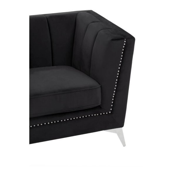 Lenser Two Seat Black Velvet Sofa - Image 8