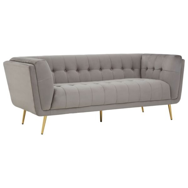 Harita 3 Seat Grey Velvet Sofa - Sofas | Eclectic Niche