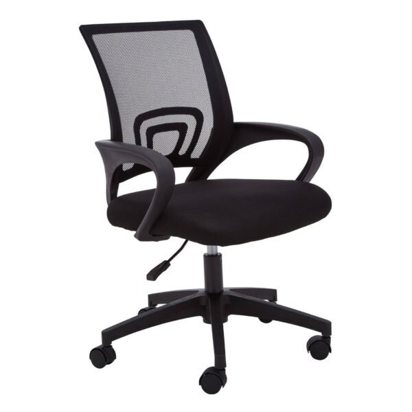 Black Oie Home Office Chair With Black Arms And 5-Wheeler Rolling Base