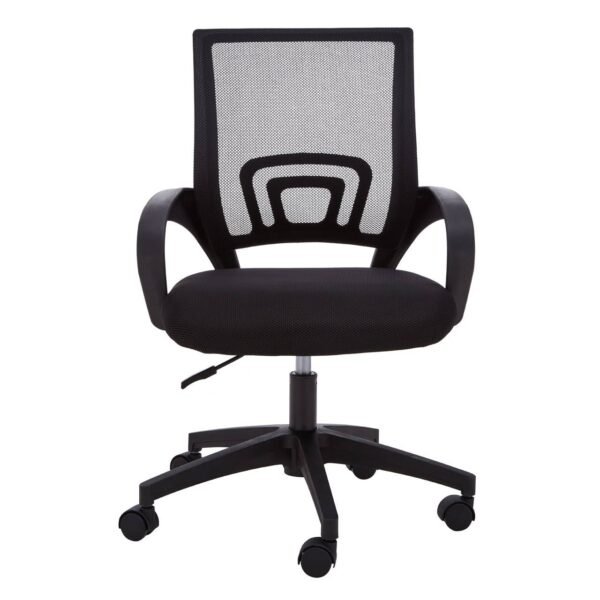 Black Oie Home Office Chair With Black Arms And 5-Wheeler Rolling Base - Image 2