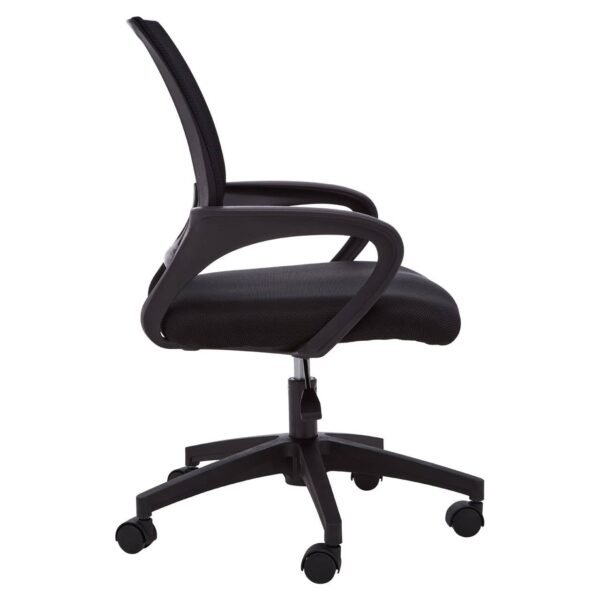 Black Oie Home Office Chair With Black Arms And 5-Wheeler Rolling Base - Image 3