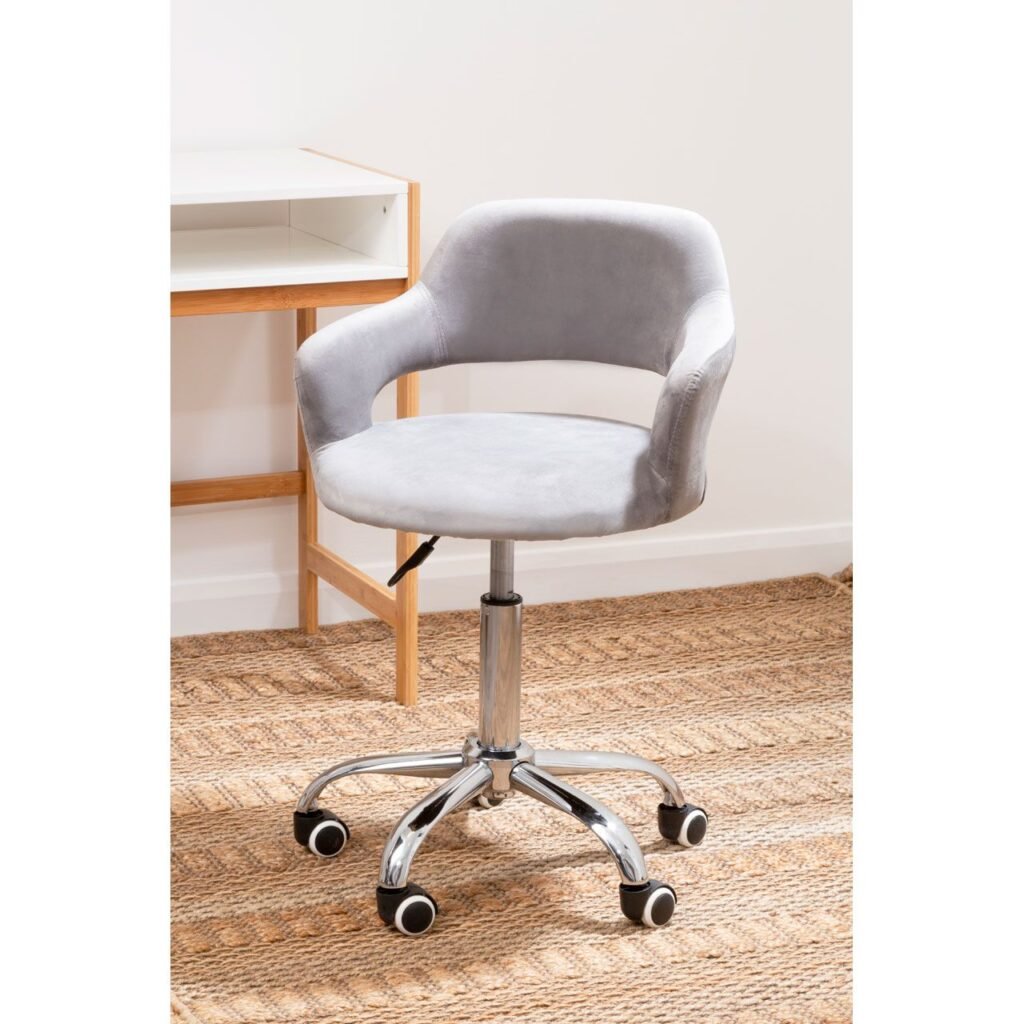 Grey Velvet Home Office Chair With Curved Back HOME OFFICE, Office