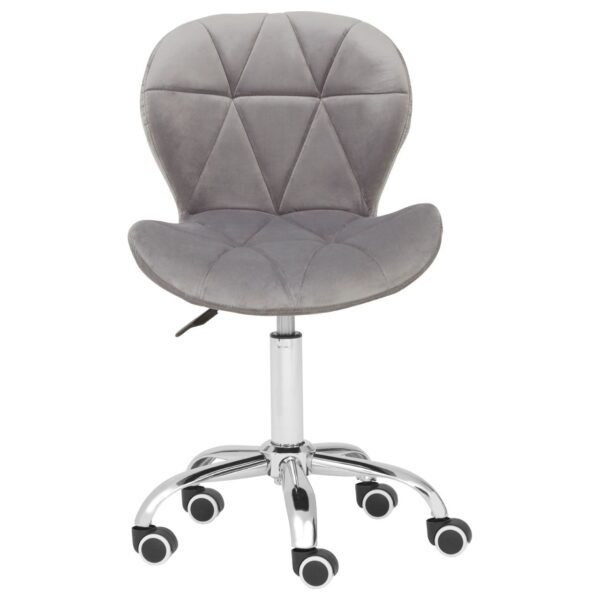 Enk Grey Velvet Home Office Chair With Swivel Base - Image 2