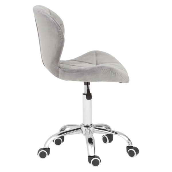 Enk Grey Velvet Home Office Chair With Swivel Base - Image 3