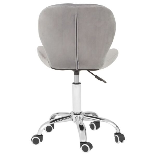 Enk Grey Velvet Home Office Chair With Swivel Base - Image 4