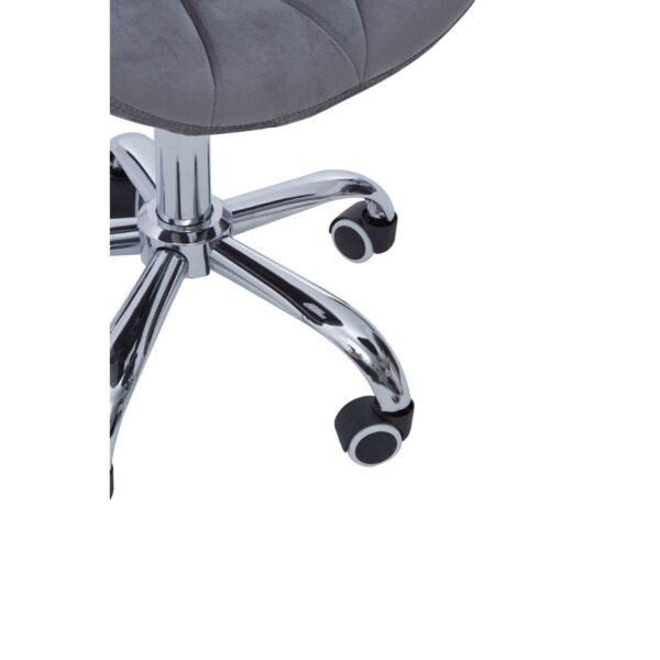 Enk Grey Velvet Home Office Chair With Swivel Base - Image 8