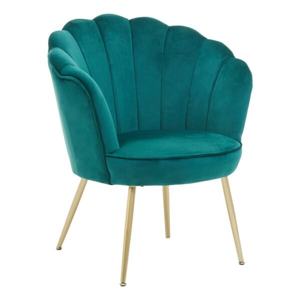 Oertil Emerald Green Velvet Scalloped Chair