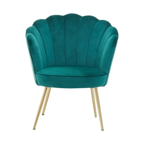 Oertil Emerald Green Velvet Scalloped Chair - Image 2