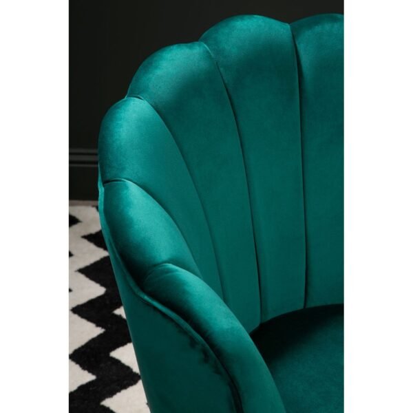 Oertil Emerald Green Velvet Scalloped Chair - Image 6