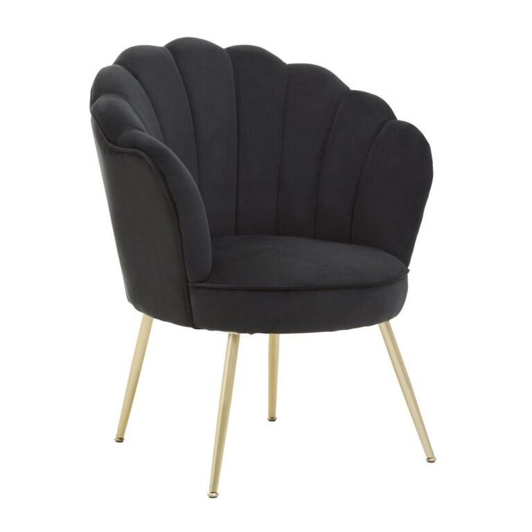 Oertil Black Velvet Scalloped Chair