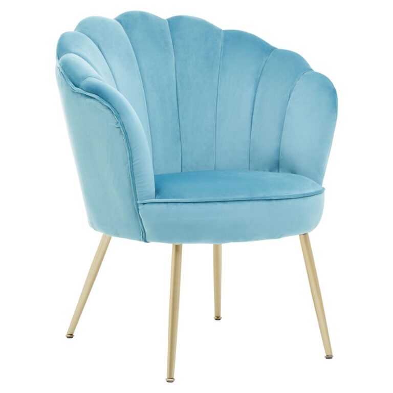 Oertil Aqua Velvet Scalloped Chair
