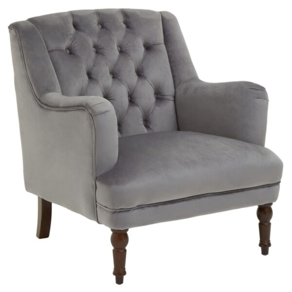 Norbury Grey Velvet Armchair - Image 3