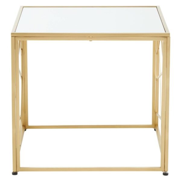 Tarume Gold Finish Side Table With Mirror Top - Image 3