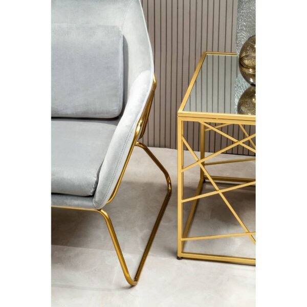 Tarume Gold Finish Side Table With Mirror Top - Image 11