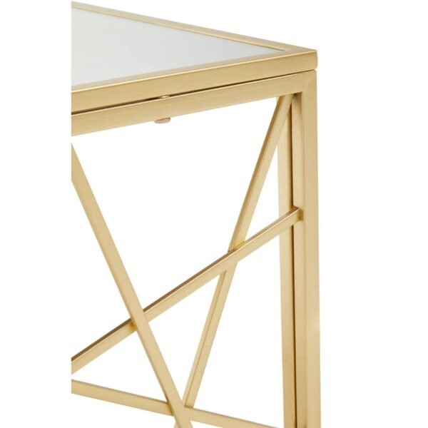 Tarume Gold Finish Side Table With Mirror Top - Image 6