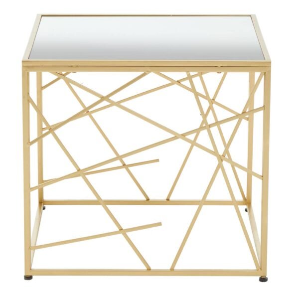 Tarume Gold Finish Side Table With Mirror Top - Image 8