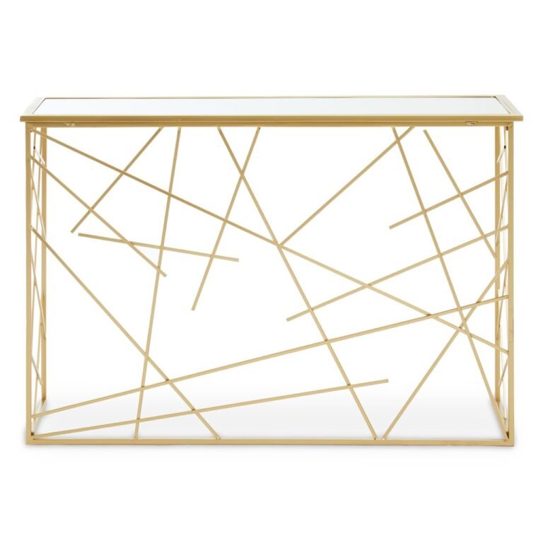 Tarume Gold Finish Console Table With Mirror Top