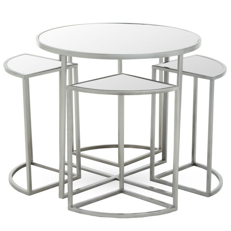 Tarume 5Pc Silver Finish Iron Tables
