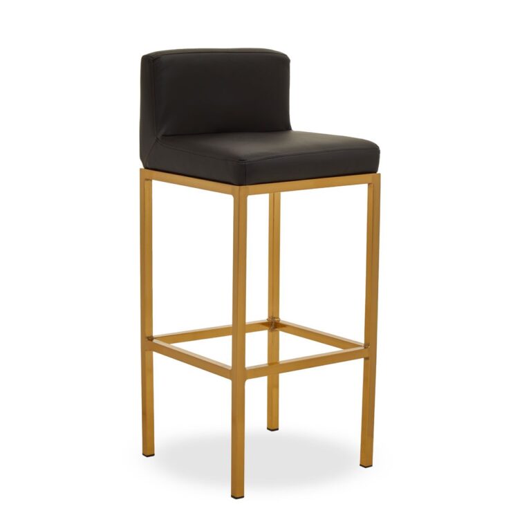 Aina Black Pu And Gold Finish Bar Chair