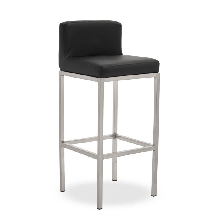 Aina Black Pu And Chrome Finish Bar Chair