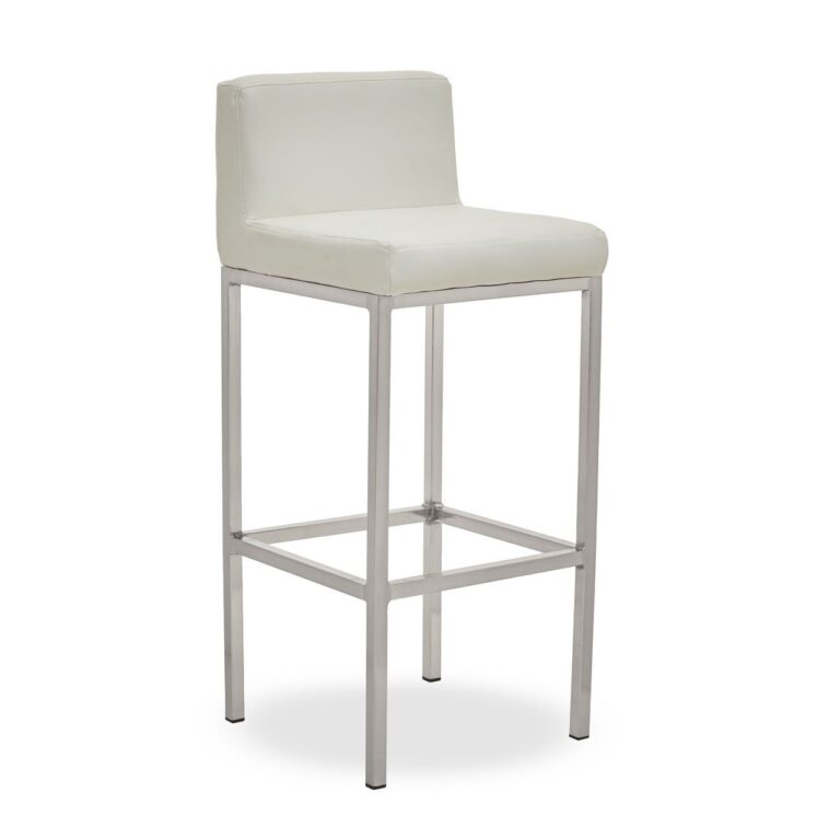 Aina White Pu And Chrome Finish Bar Chair