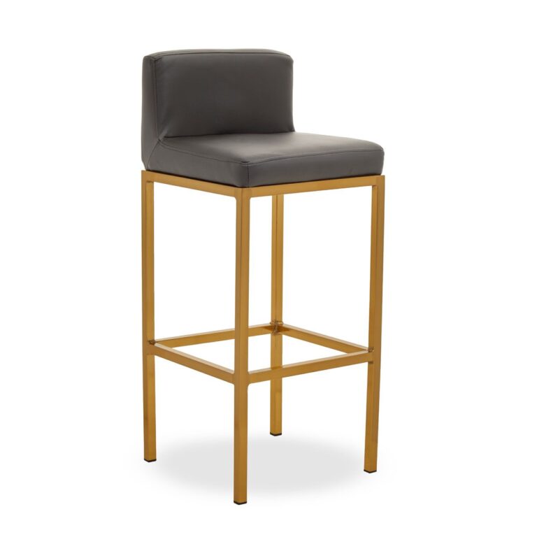 Aina Dark Grey Pu And Gold Finish Bar Chair