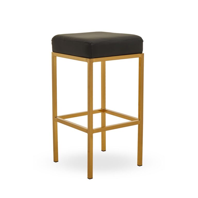 Aina Black Pu And Gold Finish Bar Stool