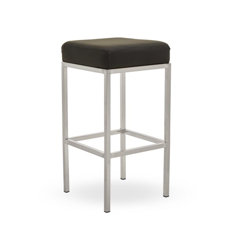 Aina Black Pu And Chrome Finish Bar Stool
