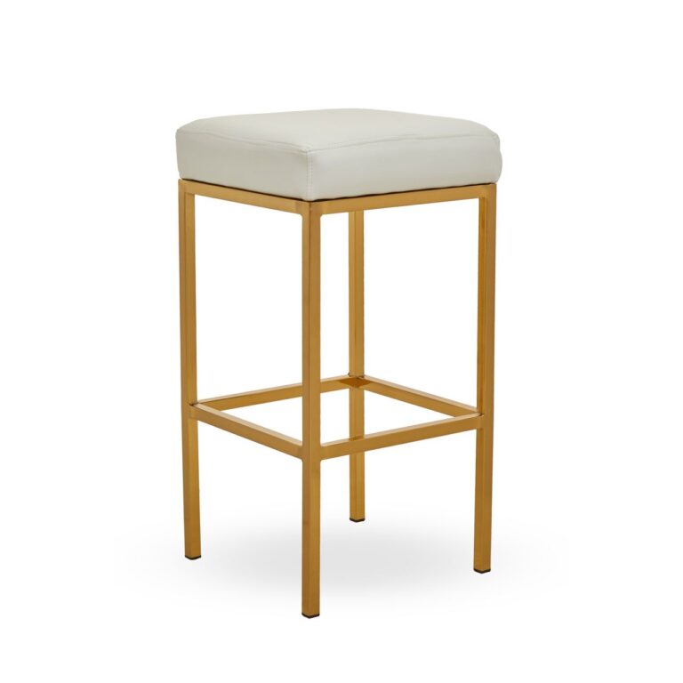 Aina White Pu And Gold Finish Bar Stool