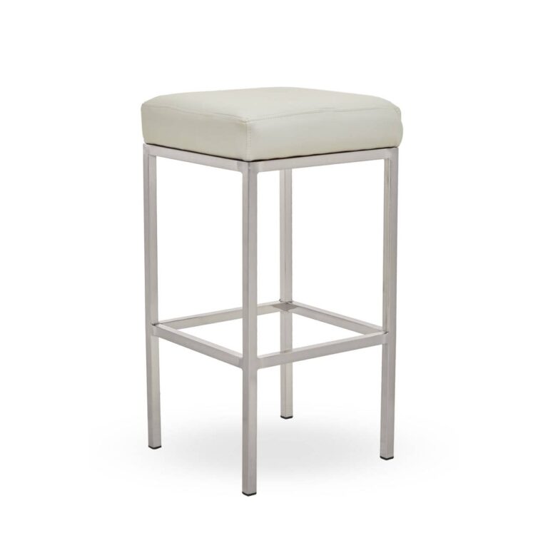Aina White Pu And Chrome Finish Bar Stool