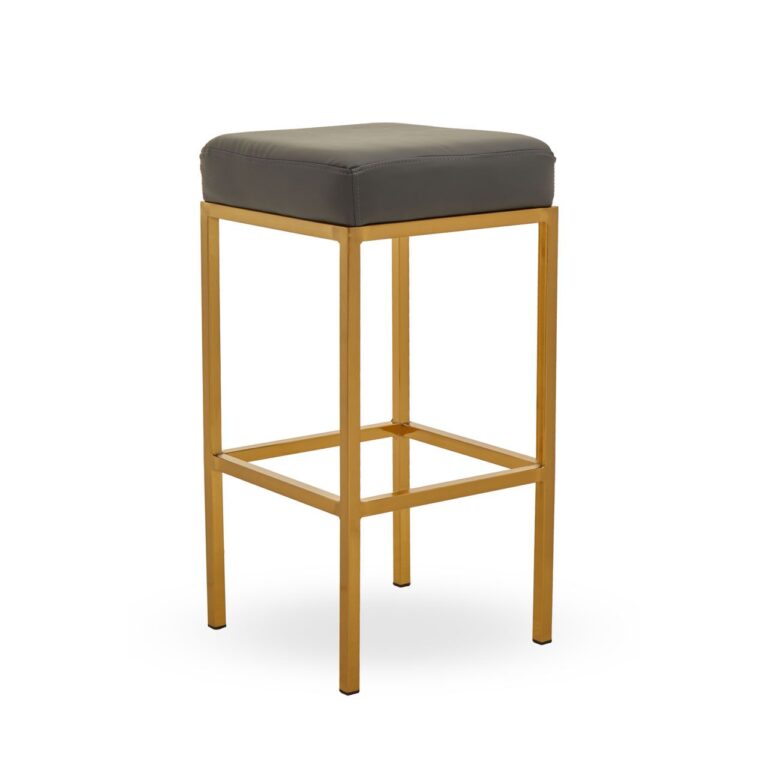 Aina Dark Grey Pu And Gold Finish Bar Stool