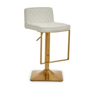 White Elm And Gold Bar Stool With Square Base