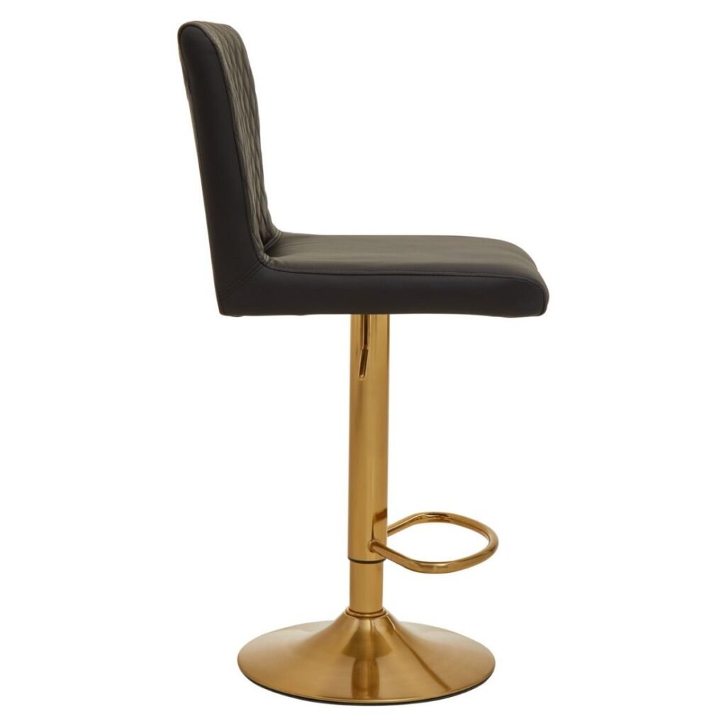 Black And Gold Bar Stool With Round Base DINING ROOM, Benches, Bar