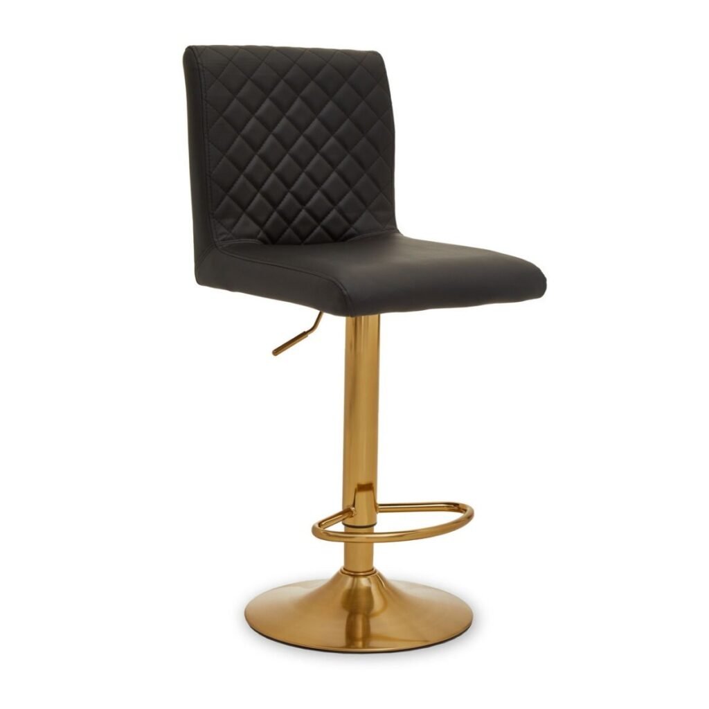 Black And Gold Bar Stool With Round Base - DINING ROOM, Benches, Bar ...