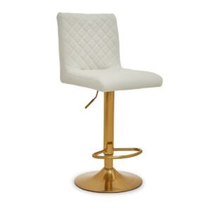 White Elm And Gold Bar Stool With Round Base