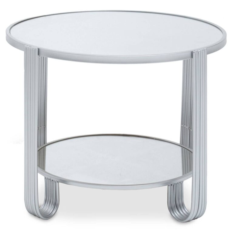 Nestle Round Mirrored Top Silver Frame Table