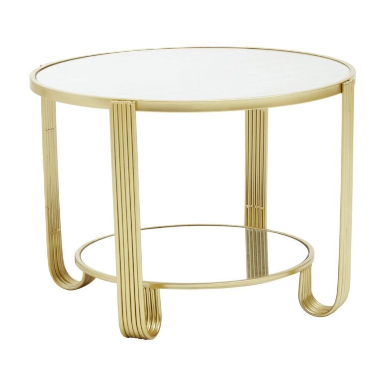 Nestle Round Mirrored Top Gold Frame Table