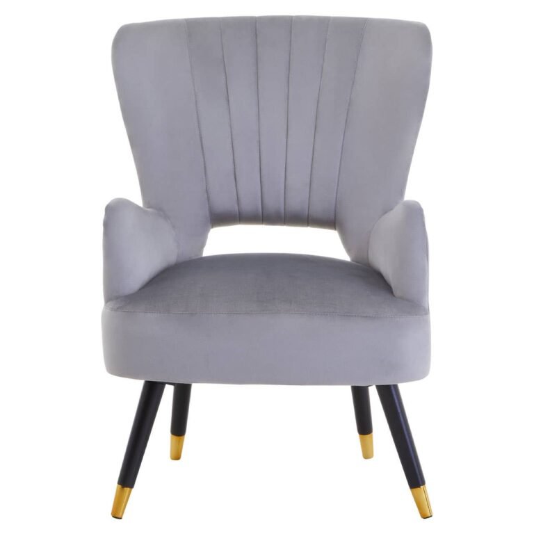 Oriel Grey Velvet Cut Out Back Chair
