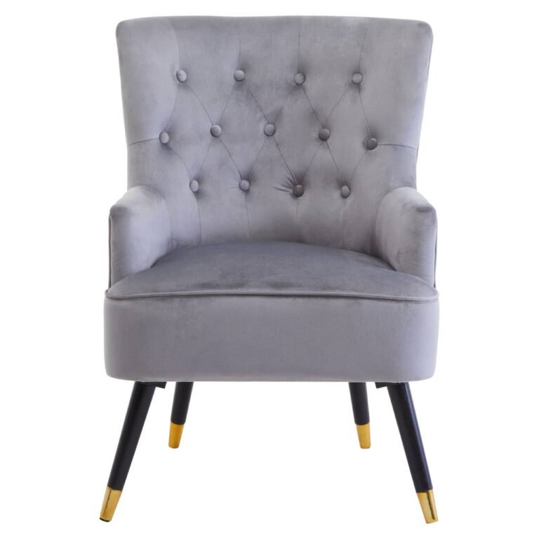 Oriel Grey Velvet Tufted Chair