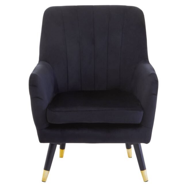Oriel Black Velvet Scalloped Armchair