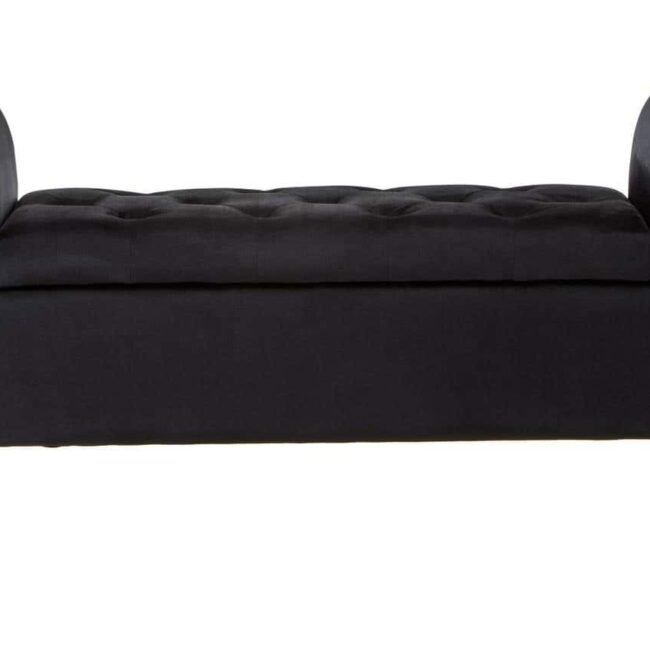 Oriel Black Velvet Storage Bench With Gold Finish Legs