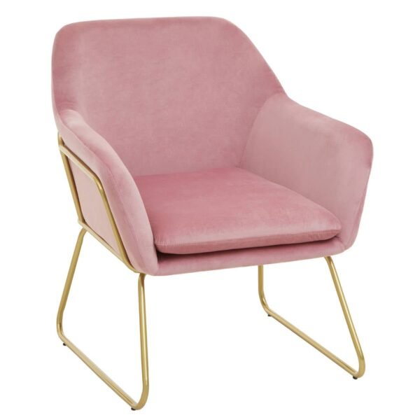 Xavia Pink Velvet Bushed Gold Armchair - Image 2