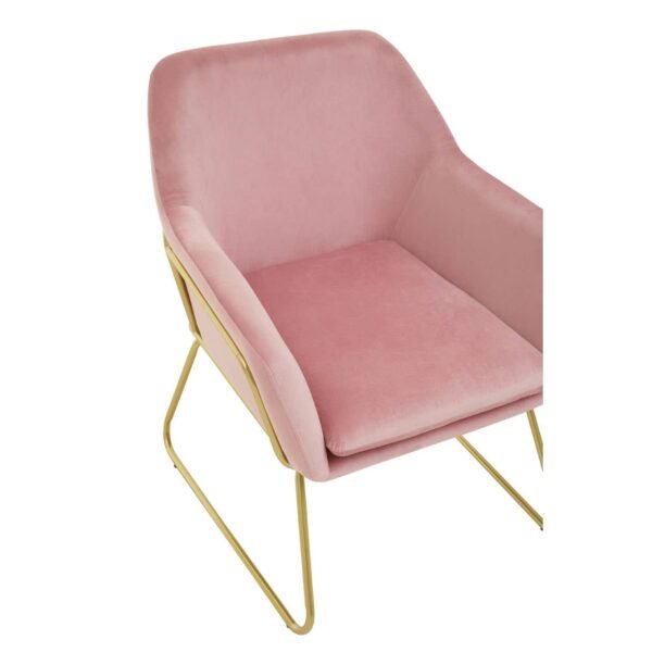 Xavia Pink Velvet Bushed Gold Armchair - Image 6