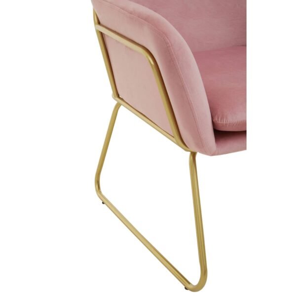 Xavia Pink Velvet Bushed Gold Armchair - Image 7