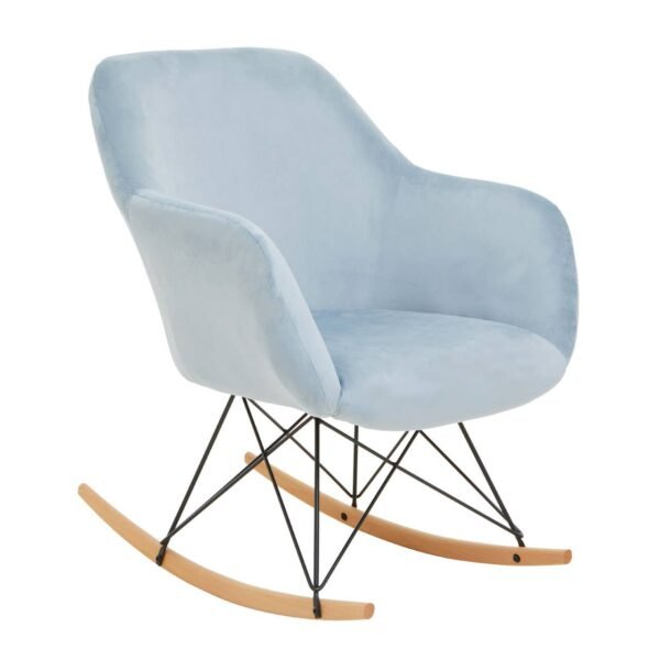 Holm Small Blue Velvet Rocking Chair - Image 2