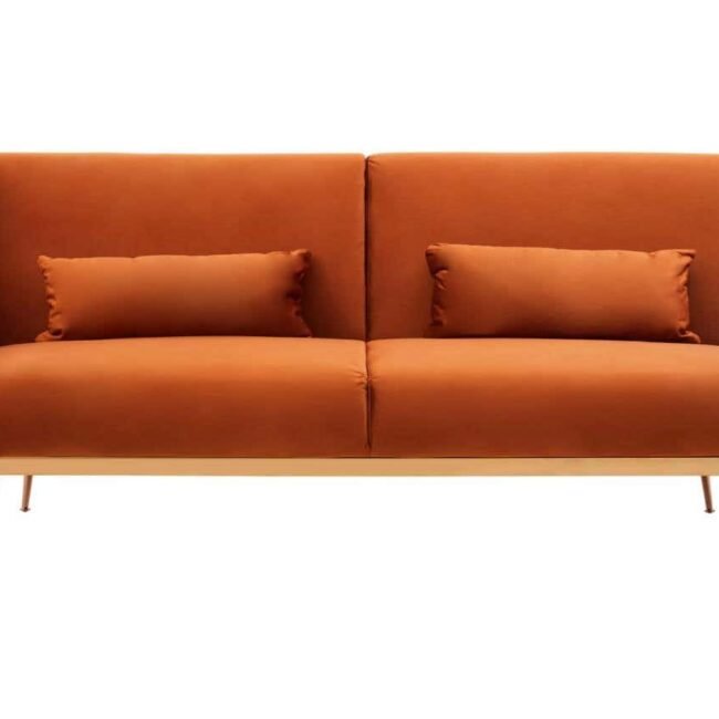 Bexley Burnt Orange Velvet Sofa Bed